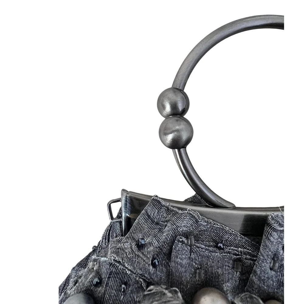 Mary Frances Beaded Evening Clutch Women OS Silver‎ Excellent Pearl Crystal Bag